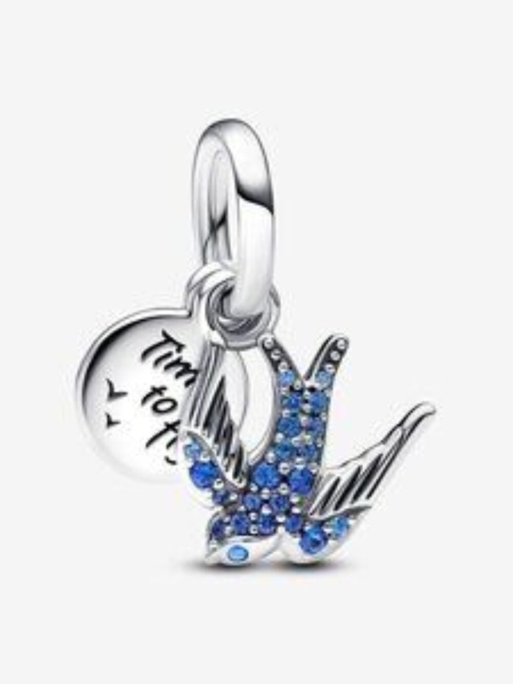 Sparkling Swallow & Quote Double Dangle Charm